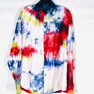 ZAGIRI Tie Dye Blue Red Rodeo Cowboy 100% Cotton Custom Unisex Shirt Size XL